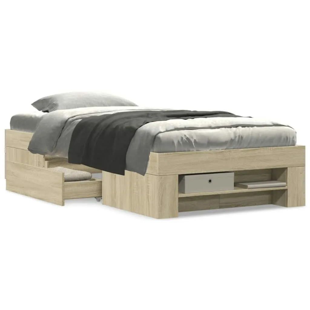 Bed Frame Sonoma Oak 90x190 cm Engineered Wood 3295522