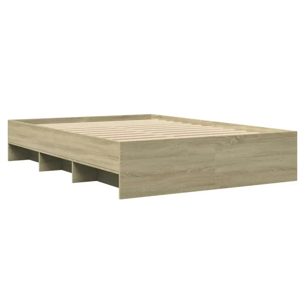 Bed Frame Sonoma Oak 135x190 cm Engineered Wood 3295690