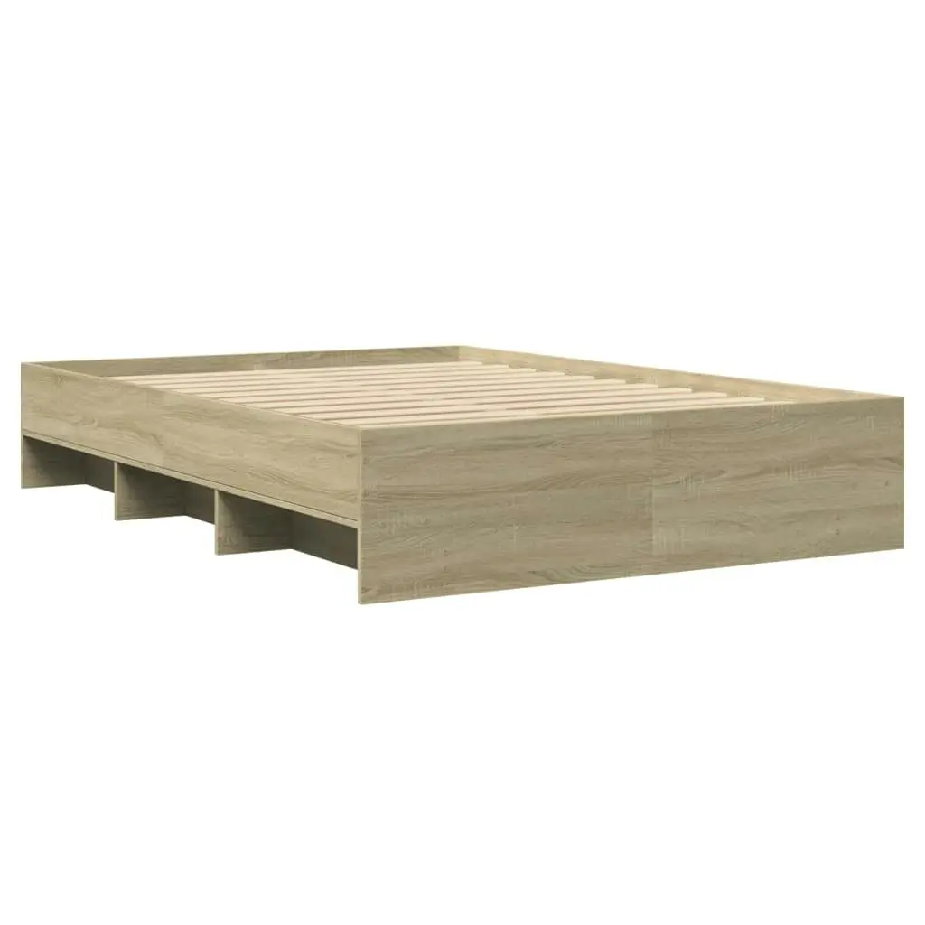 Bed Frame Sonoma Oak 135x190 cm Engineered Wood 3295690