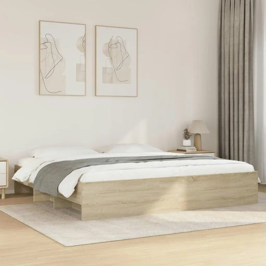 Bed Frame Sonoma Oak 183x203 cm King Size Engineered Wood 3295634