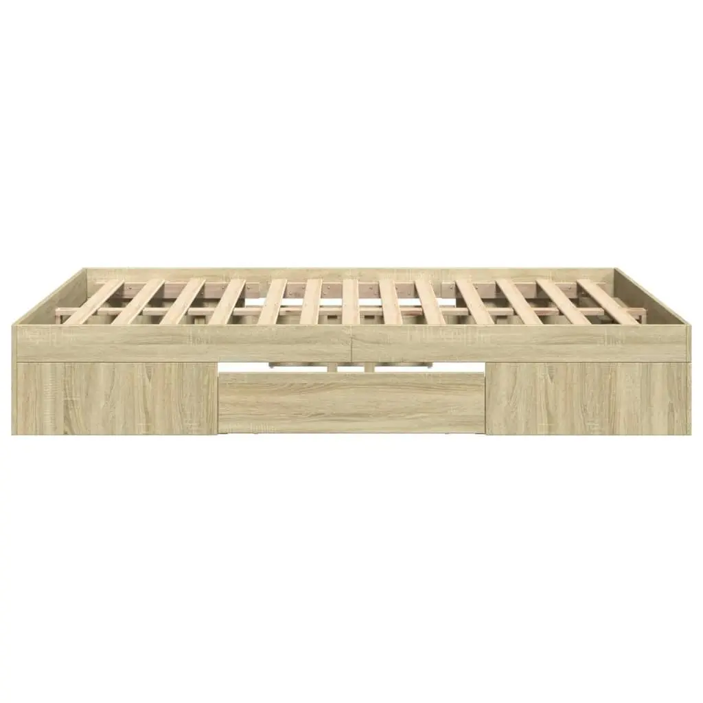 Bed Frame Sonoma Oak 135x190 cm Engineered Wood 3295508