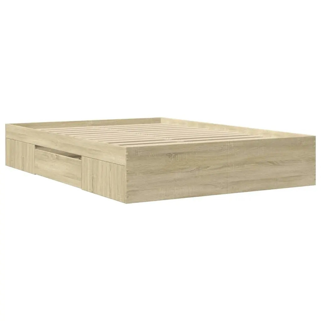 Bed Frame Sonoma Oak 135x190 cm Engineered Wood 3295508