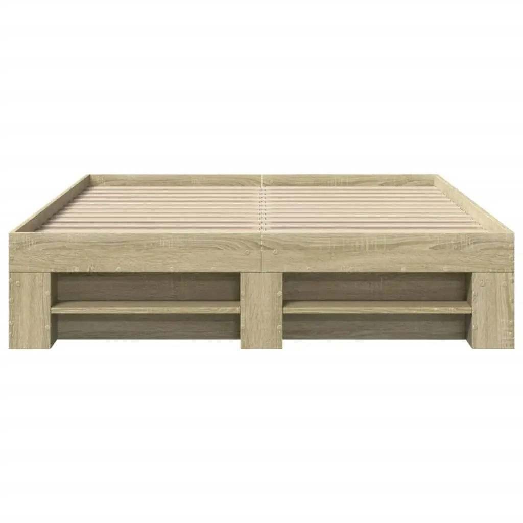 Bed Frame Sonoma Oak 135x190 cm Engineered Wood 3295508