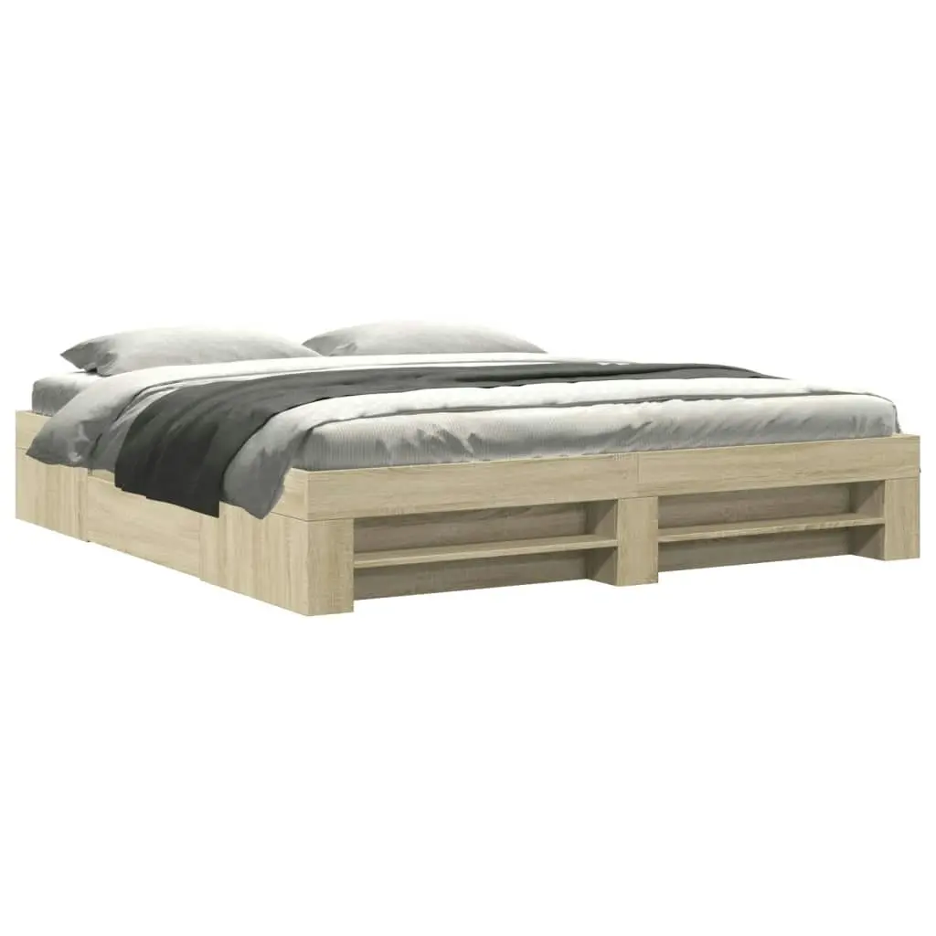 Bed Frame without Mattress Sonoma Oak 183x203 cm King Engineered Wood 3295452