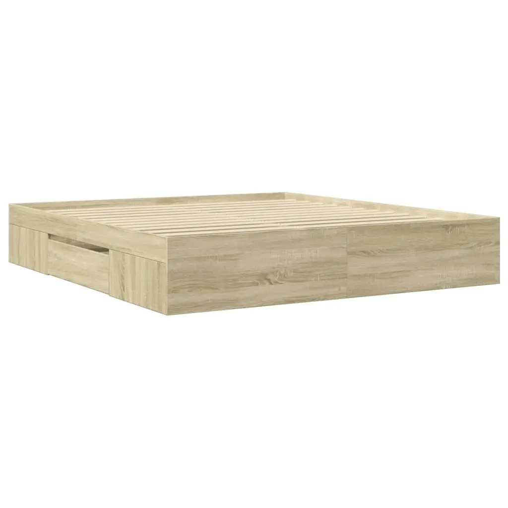 Bed Frame without Mattress Sonoma Oak 183x203 cm King Engineered Wood 3295452