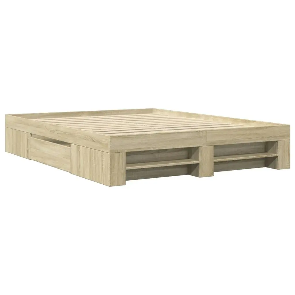 Bed Frame Sonoma Oak 150x200 cm Engineered Wood 3295466