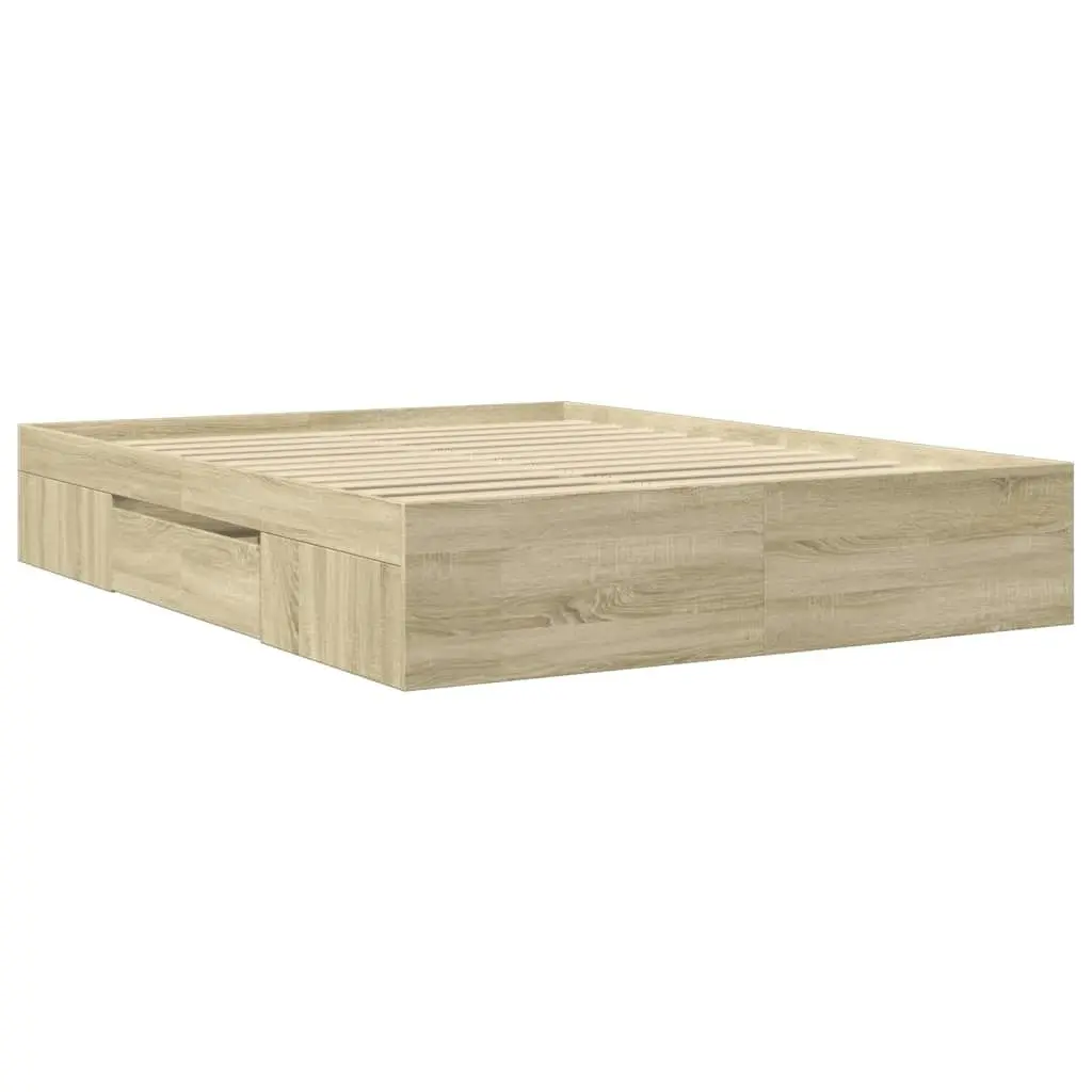 Bed Frame Sonoma Oak 150x200 cm Engineered Wood 3295466