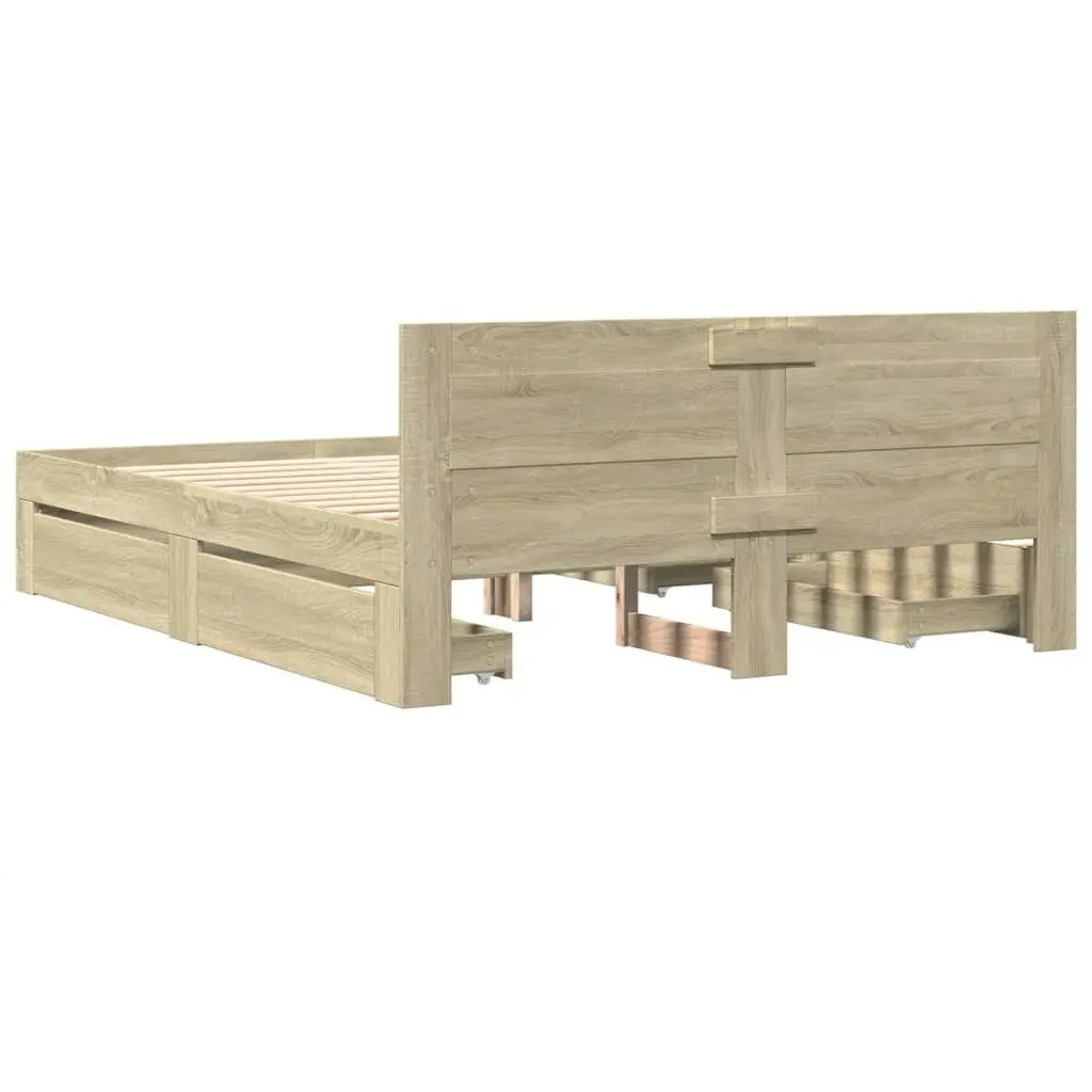 Bed Frame with Headboard Sonoma Oak 150x200 cm Engineered Wood 3295557