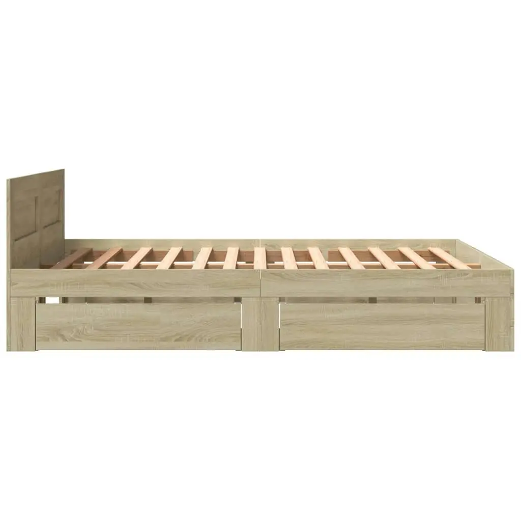 Bed Frame with Headboard Sonoma Oak 150x200 cm Engineered Wood 3295557