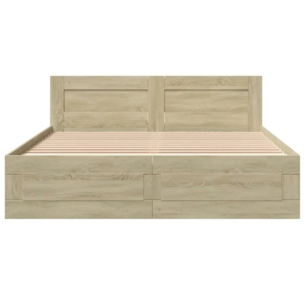 Bed Frame with Headboard Sonoma Oak 150x200 cm Engineered Wood 3295557