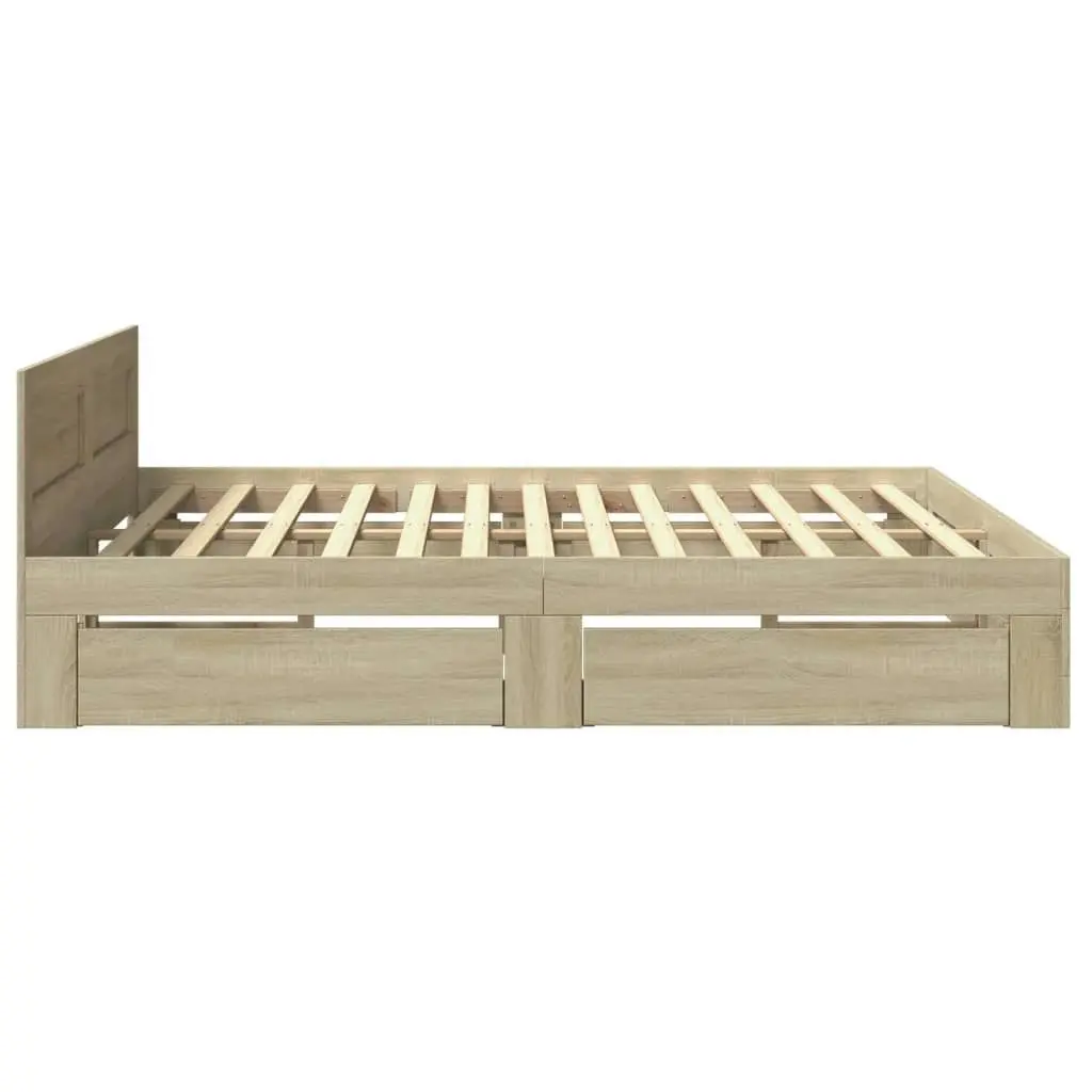 Bed Frame with Headboard without Mattress Sonoma Oak 183x203 cm King 3295543