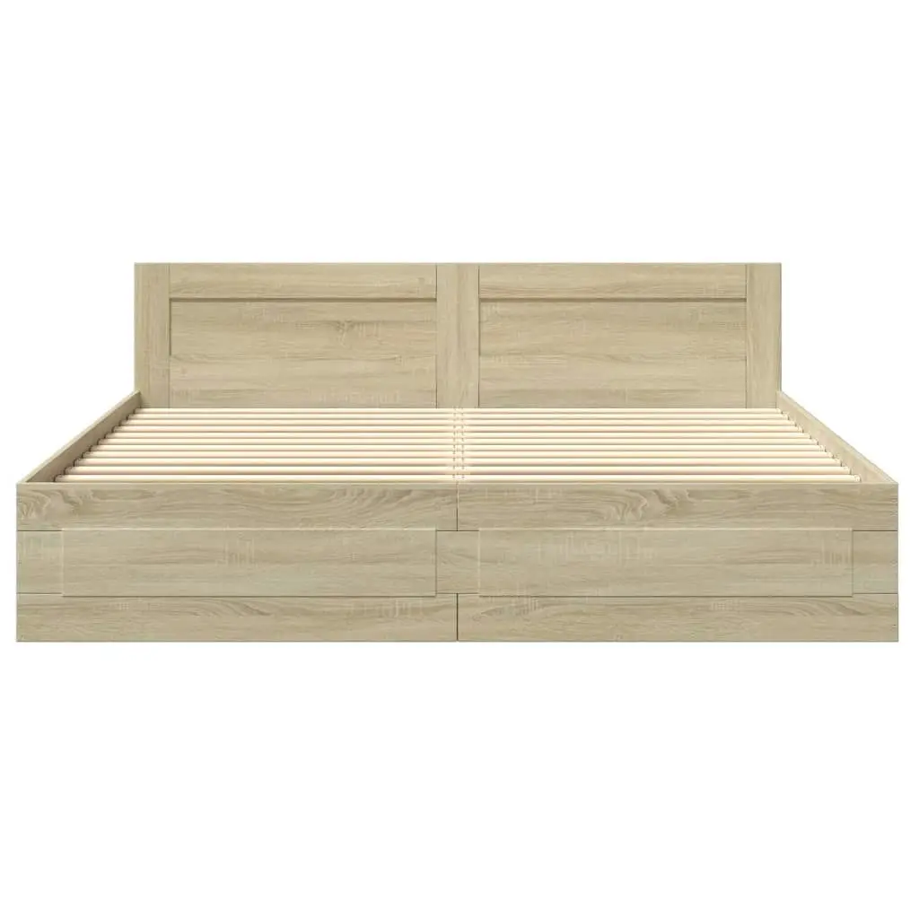 Bed Frame with Headboard without Mattress Sonoma Oak 183x203 cm King 3295543