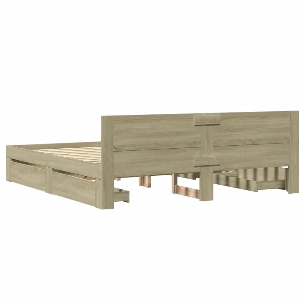 Bed Frame with Headboard without Mattress Sonoma Oak 183x203 cm King 3295543