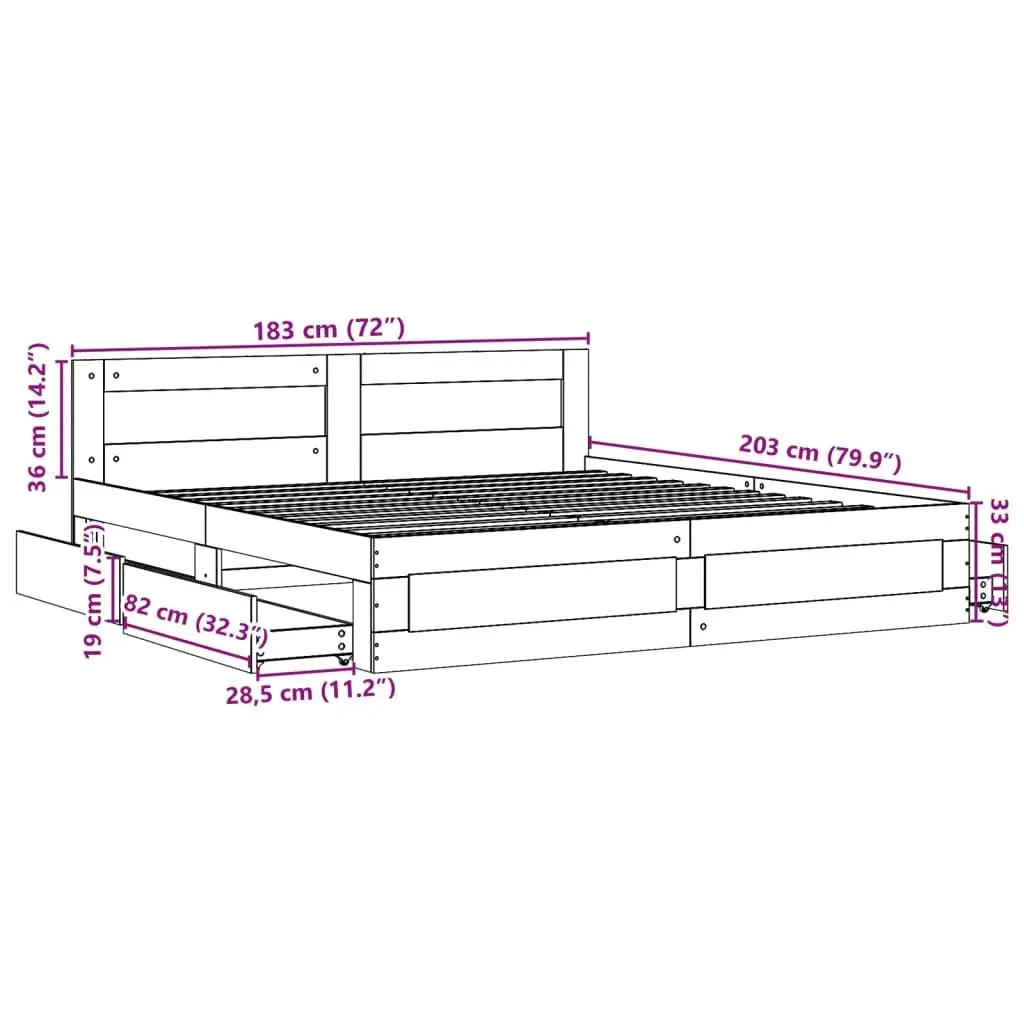 Bed Frame with Headboard without Mattress Sonoma Oak 183x203 cm King 3295543