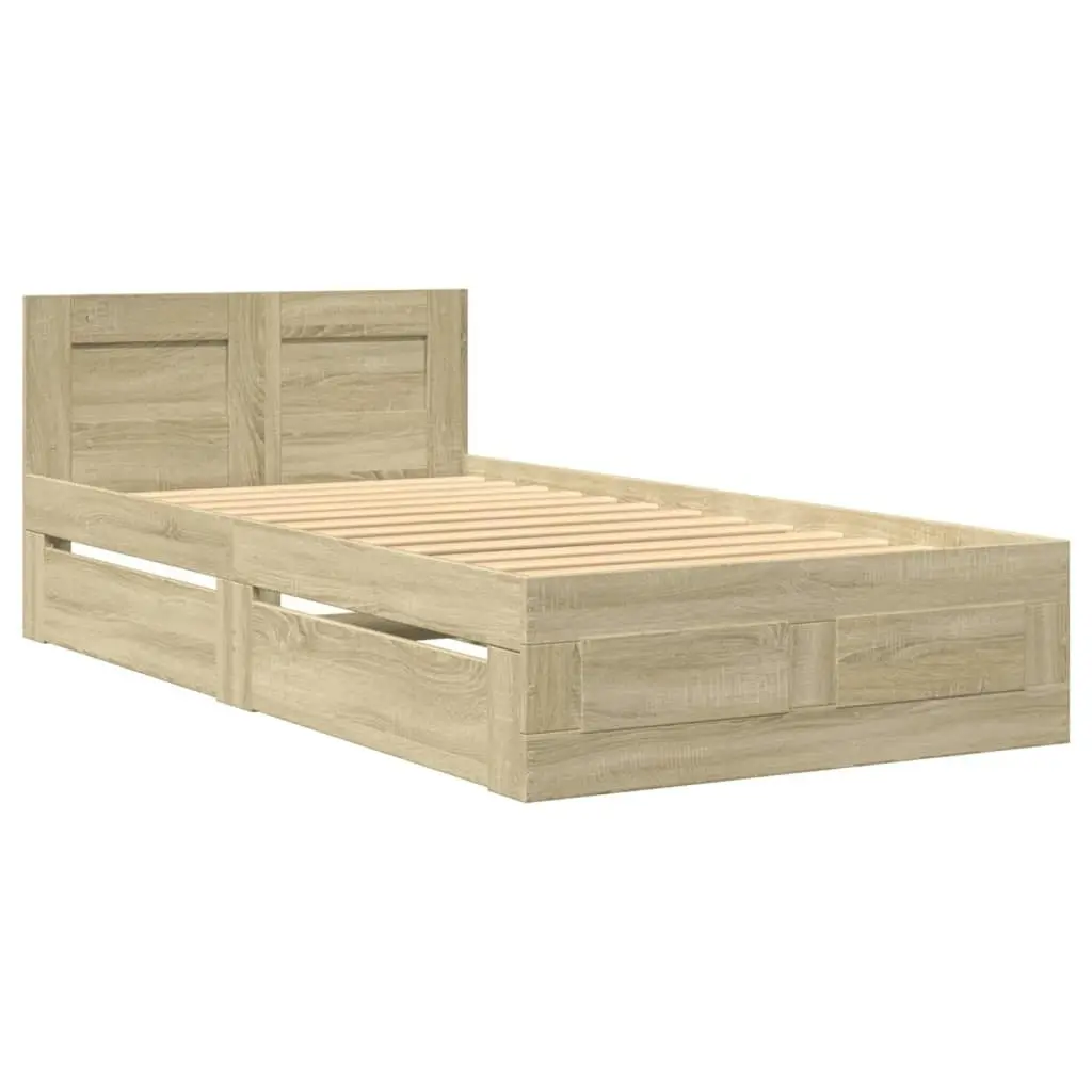 Bed Frame with Headboard Sonoma Oak 90x190 cm Engineered Wood 3295613