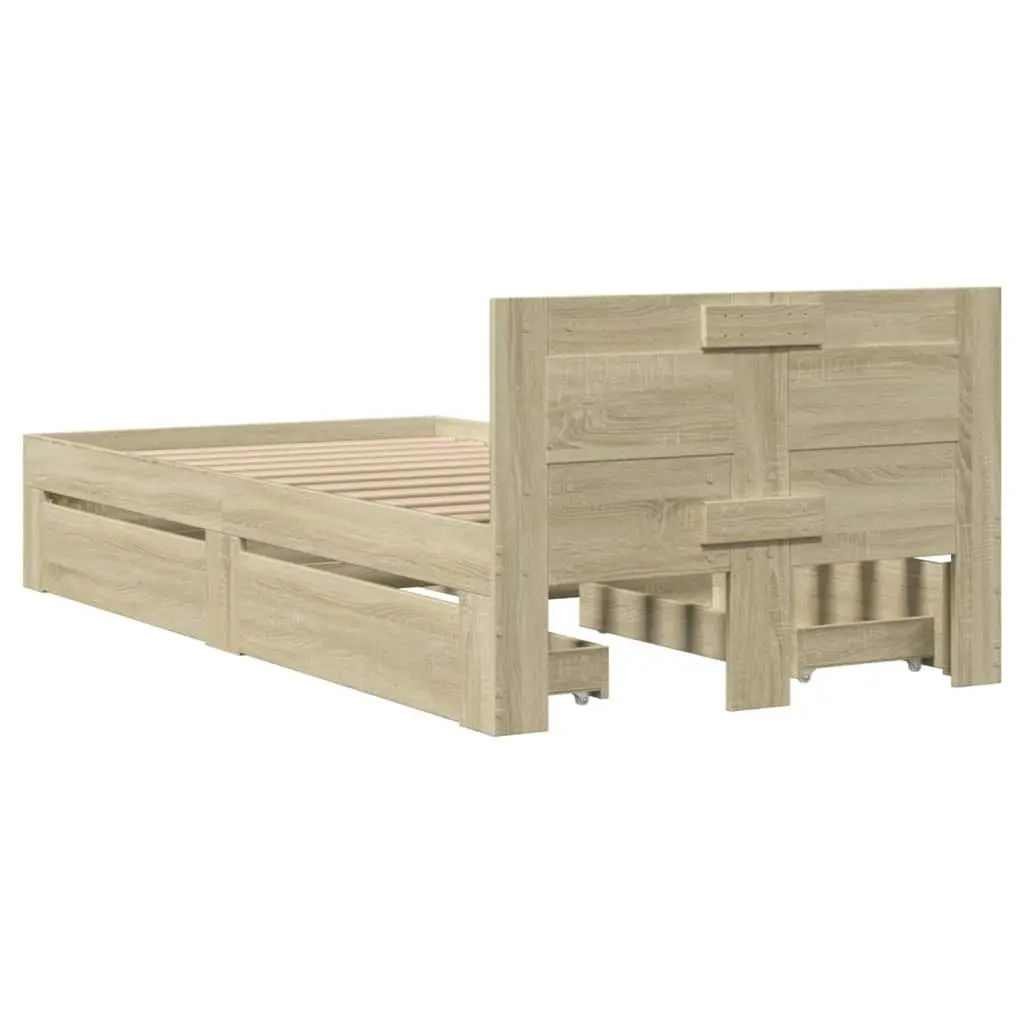 Bed Frame with Headboard Sonoma Oak 90x190 cm Engineered Wood 3295613