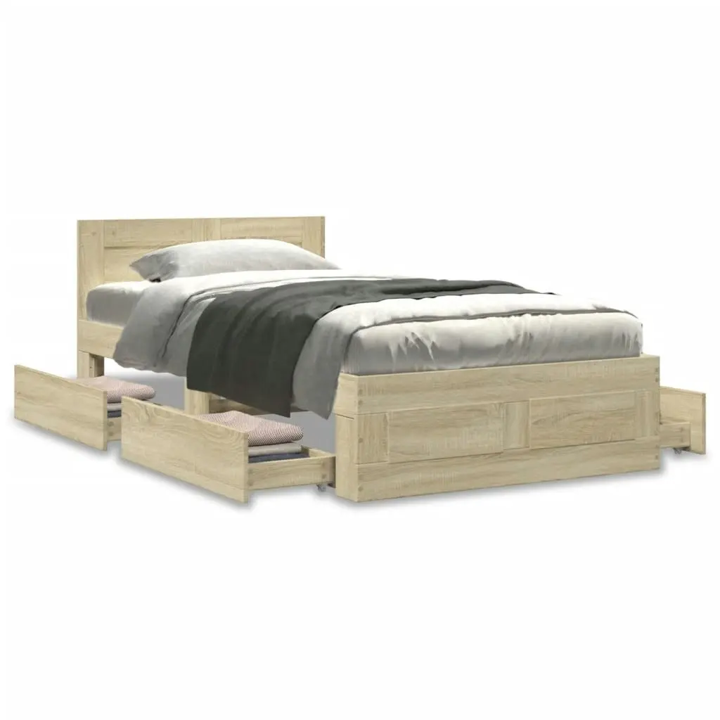 Bed Frame with Headboard Sonoma Oak 90x190 cm Engineered Wood 3295613