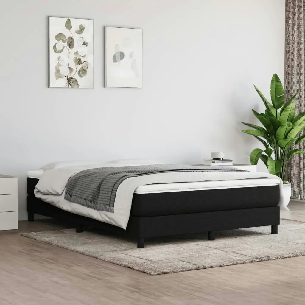 Box Spring Bed with Mattress Black 137x187 cm Double Size Fabric 3144117