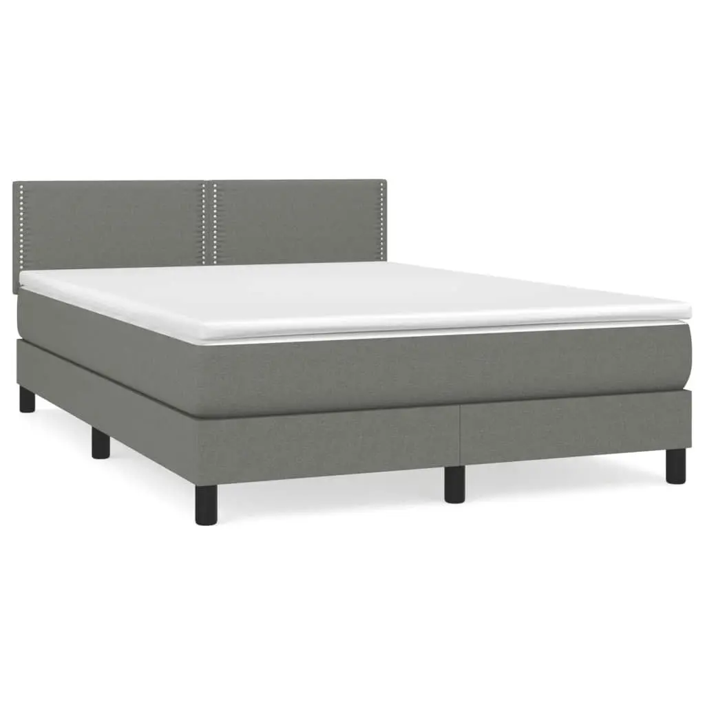 Box Spring Bed with Mattress Dark Grey 153x203 cm Queen Size Fabric 3283192