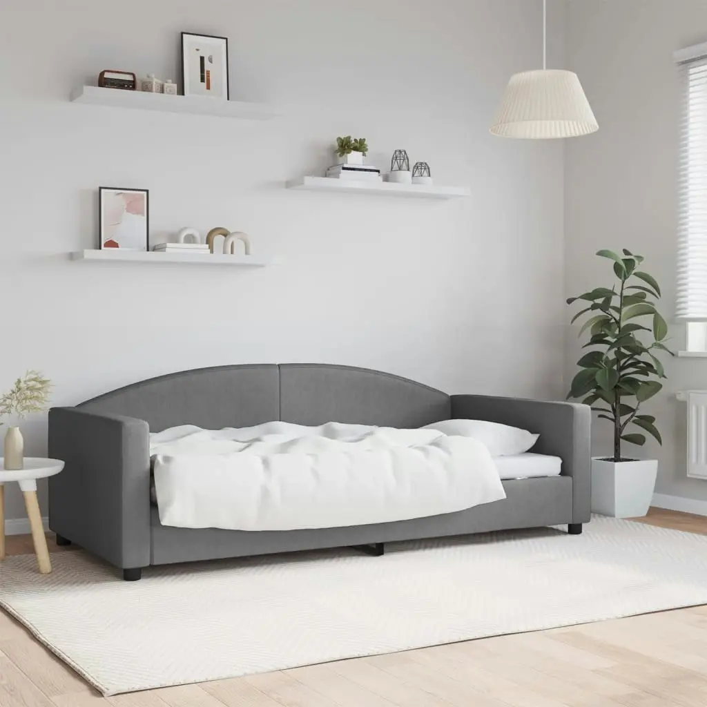 Day Bed Dark Grey 92x187 cm Single Size Fabric 354122