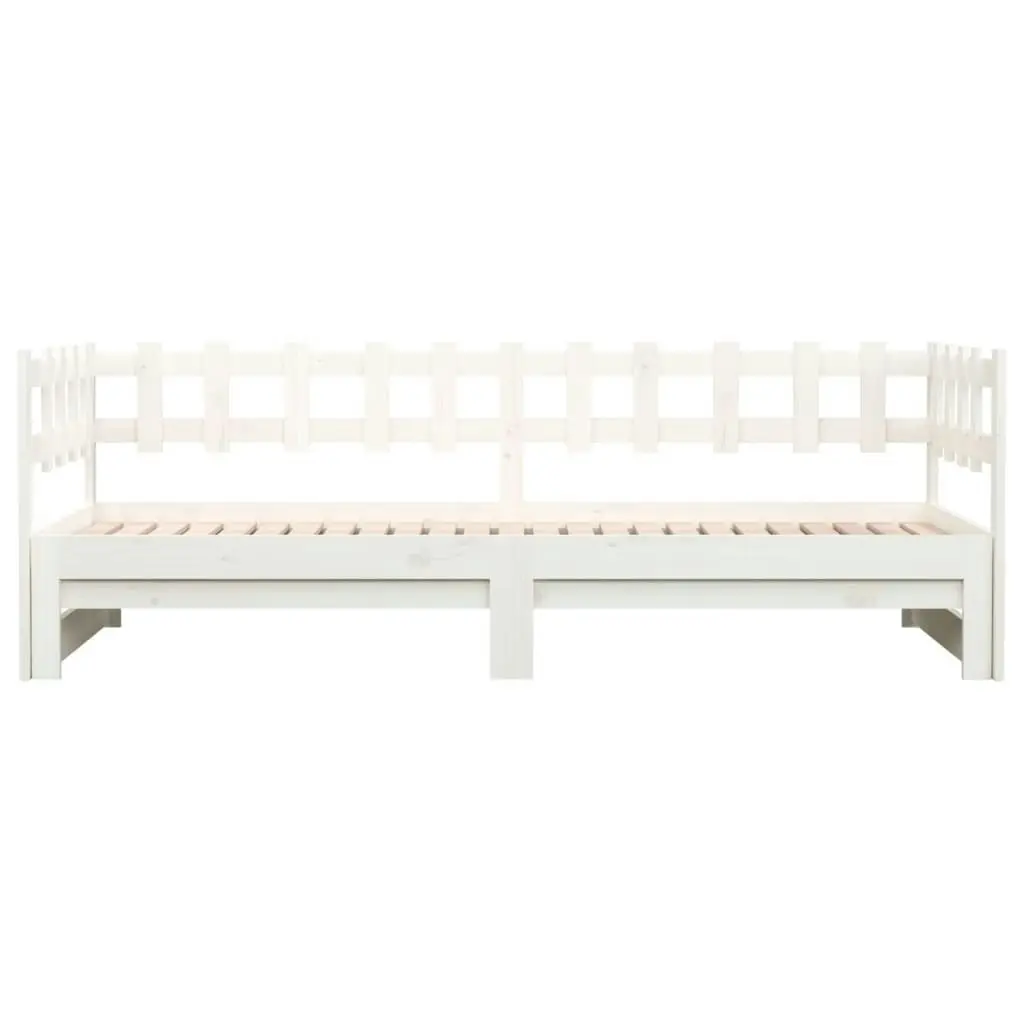 Pull-out Day Bed White 2x(92x187) cm Single Size Solid Wood Pine 820777