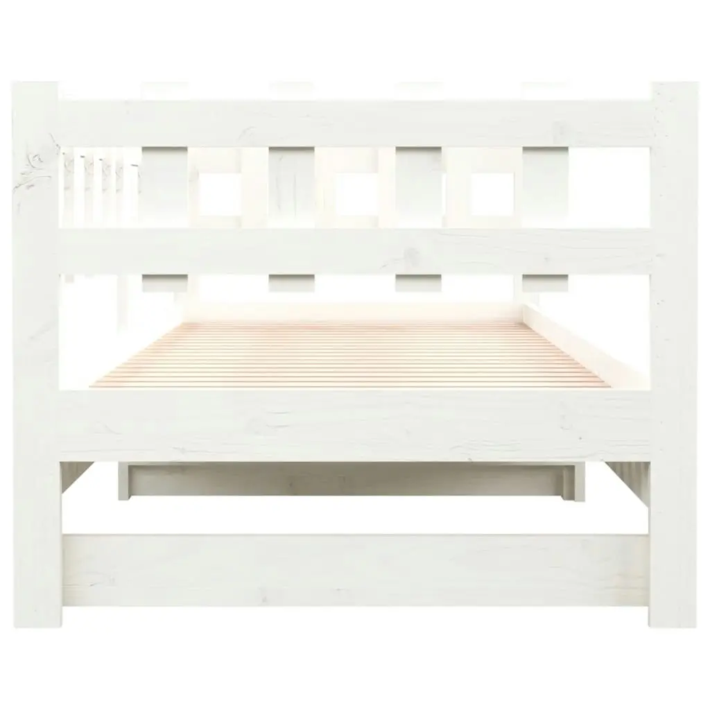 Pull-out Day Bed White 2x(92x187) cm Single Size Solid Wood Pine 820777