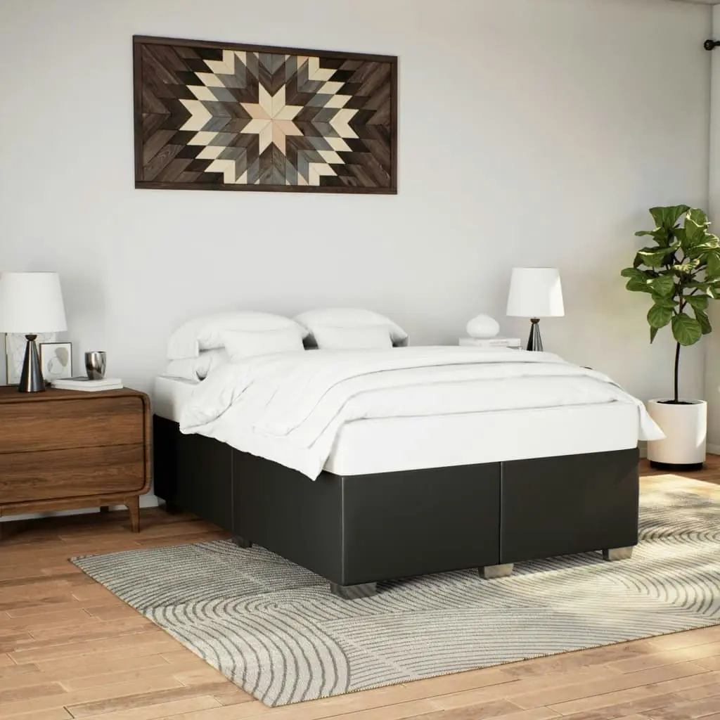 Bed Frame without Mattress Black Double Faux Leather 3284594