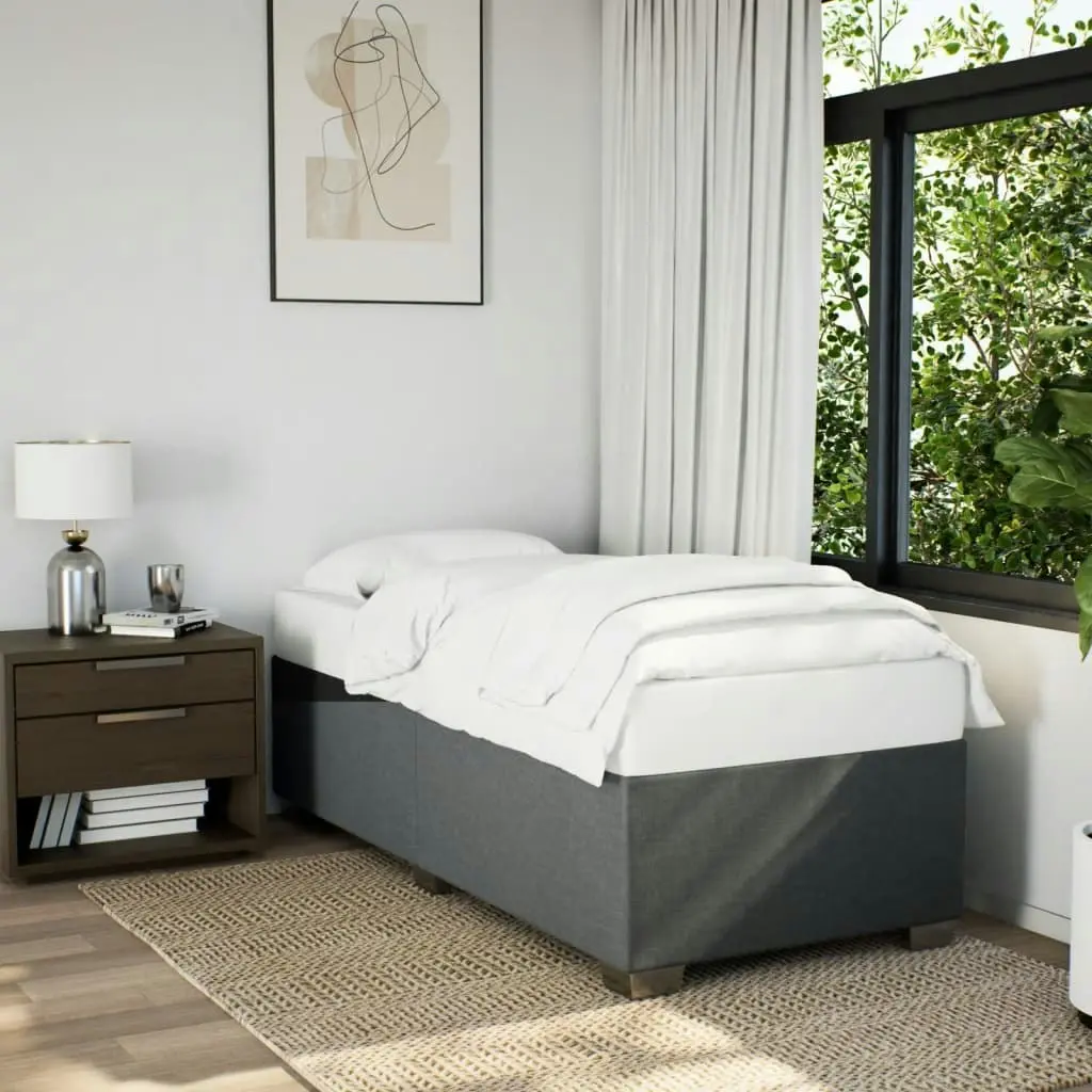 Bed Frame without Mattress Dark Grey 90x190 cm Fabric 3284437