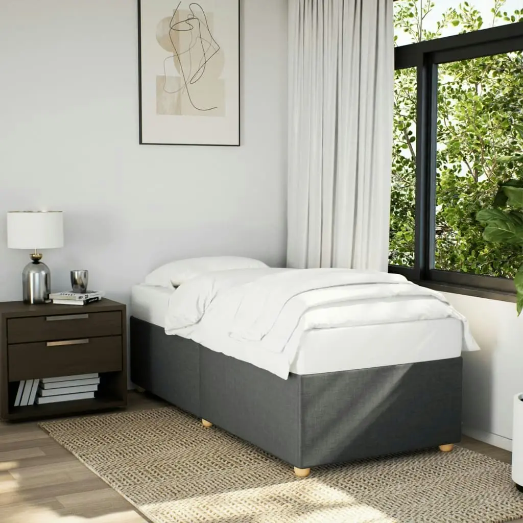 Bed Frame without Mattress Dark Grey 90x190 cm Fabric 3284695