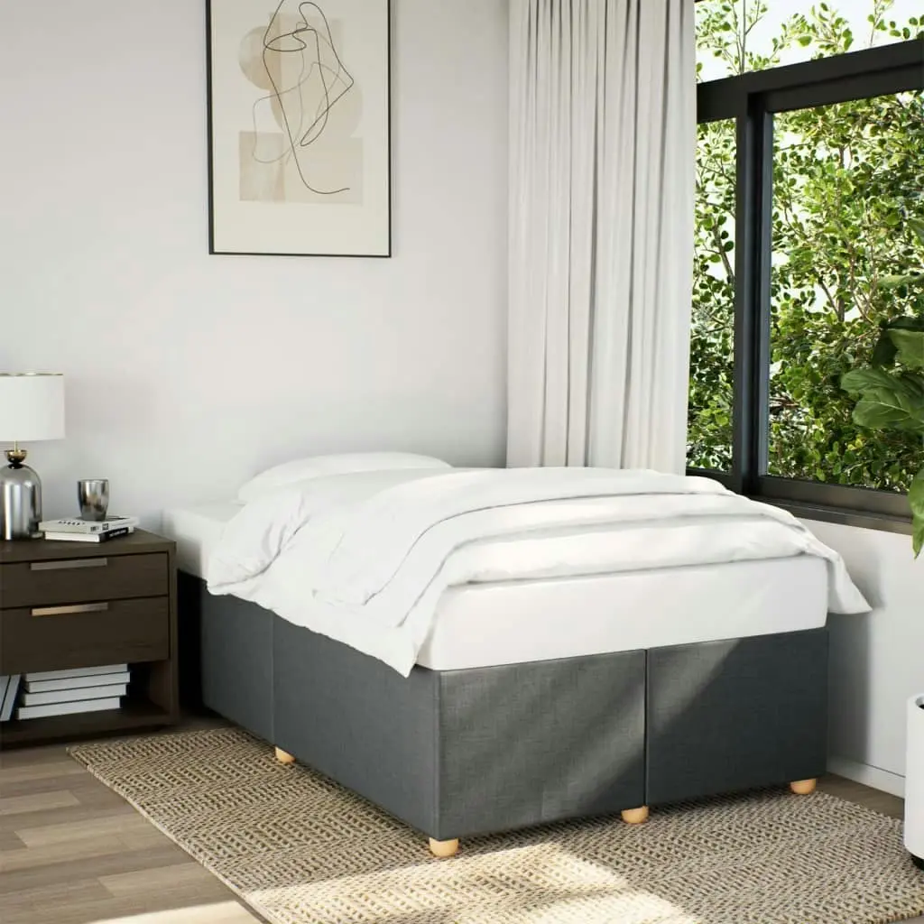 Bed Frame without Mattress Dark Grey Double Fabric 3284786