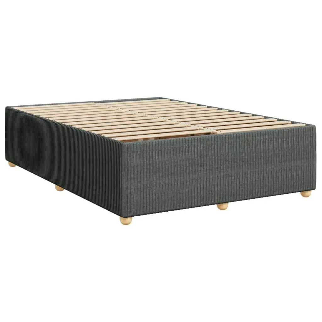 Bed Frame without Mattress Dark Grey Double Fabric 3285076