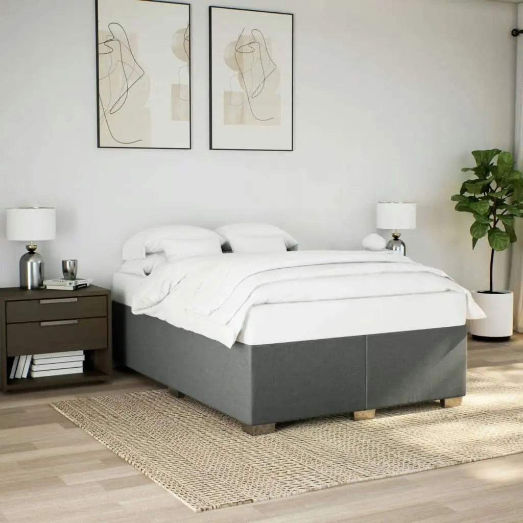 Bed Frame without Mattress Dark Grey Queen Fabric 3284530