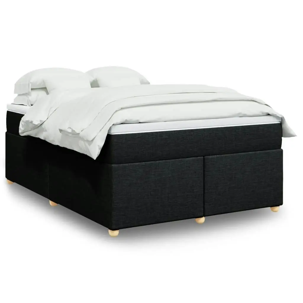 Box Spring Bed with Mattress Black Double Fabric 3285425