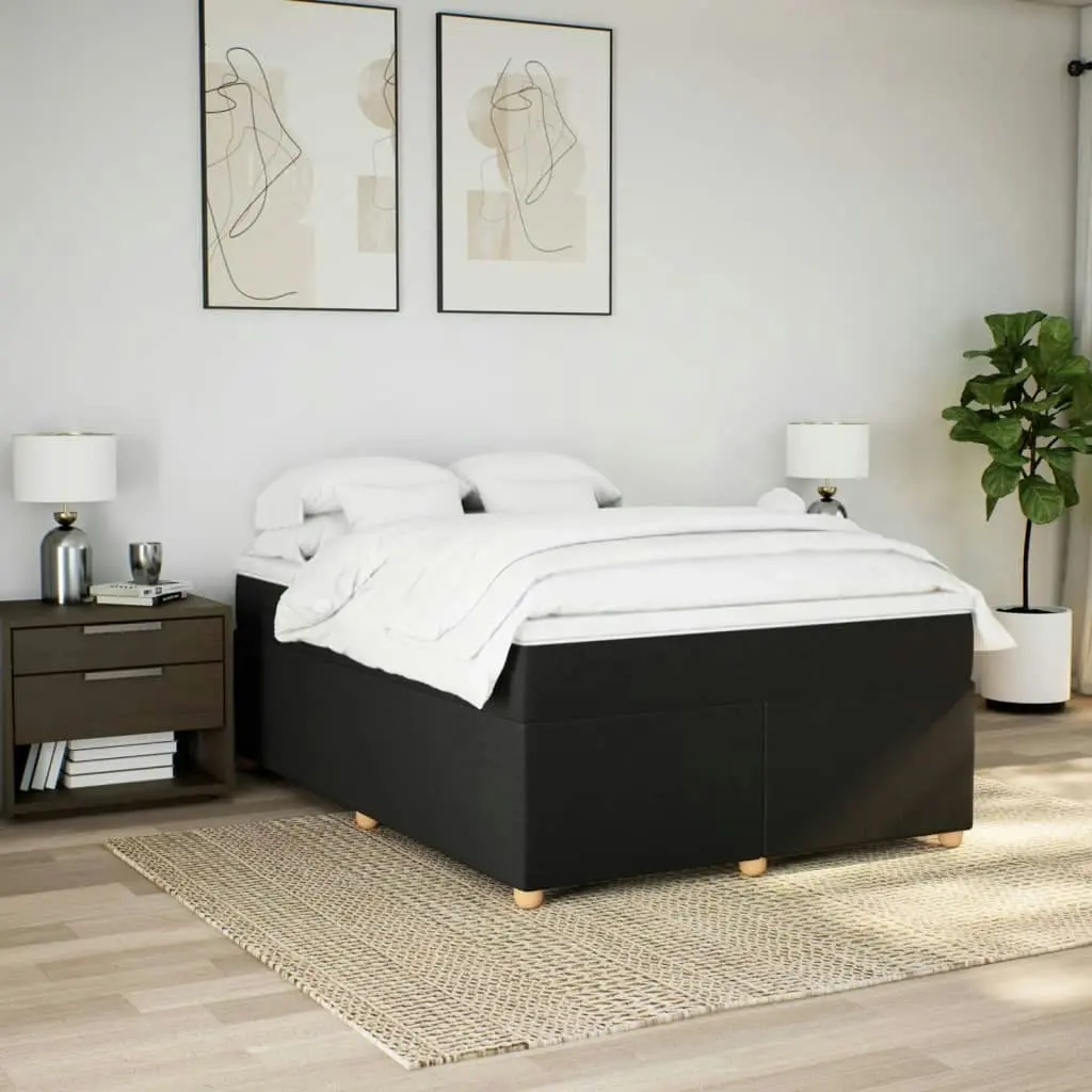 Box Spring Bed with Mattress Black Double Fabric 3285425