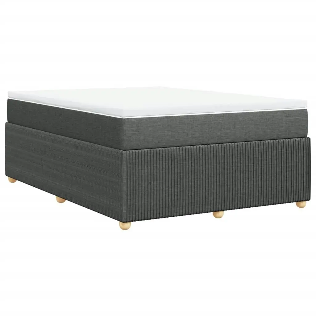 Box Spring Bed with Mattress Black Double Fabric 3285697