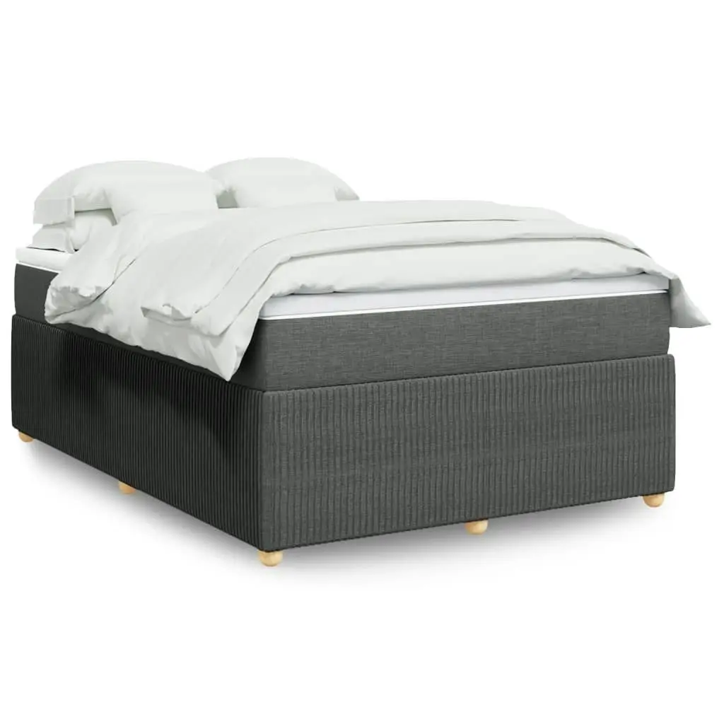 Box Spring Bed with Mattress Black Double Fabric 3285697