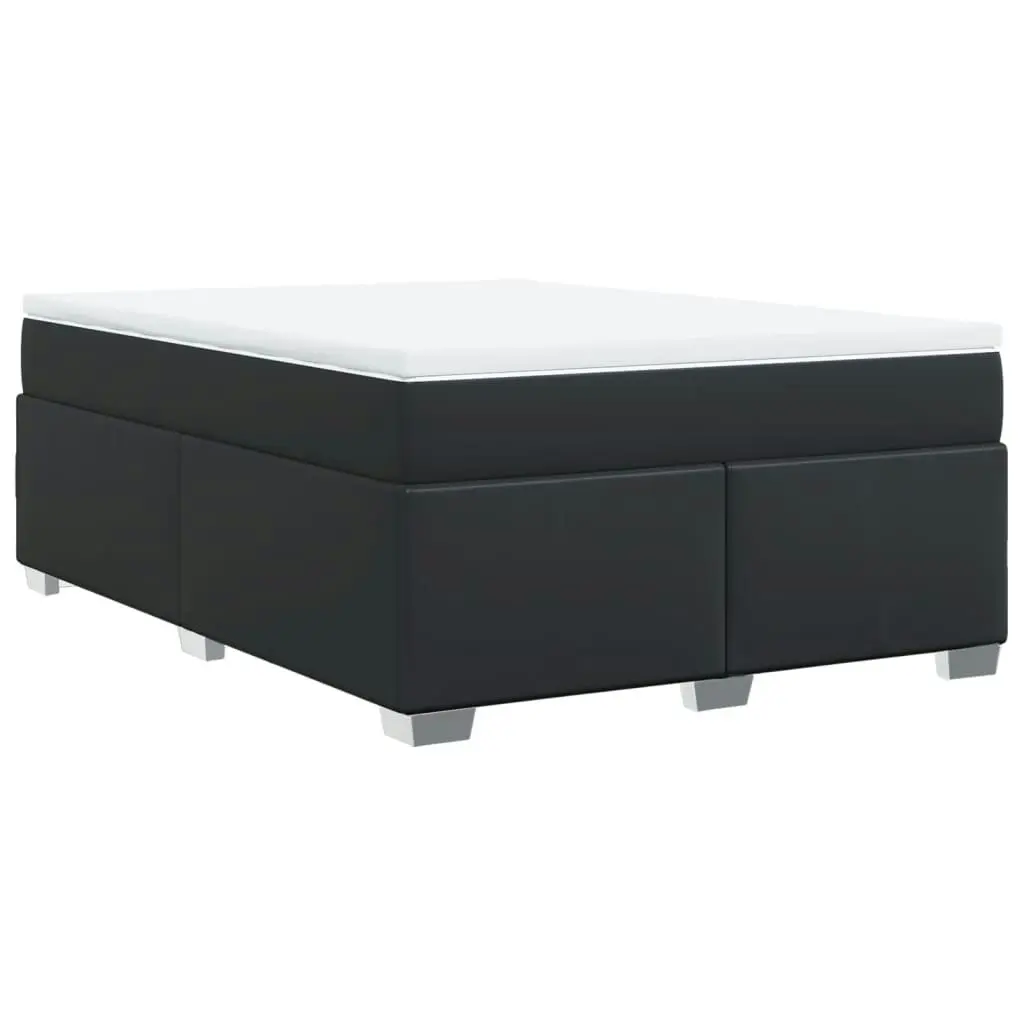 Box Spring Bed with Mattress Black Double Faux Leather 3285243