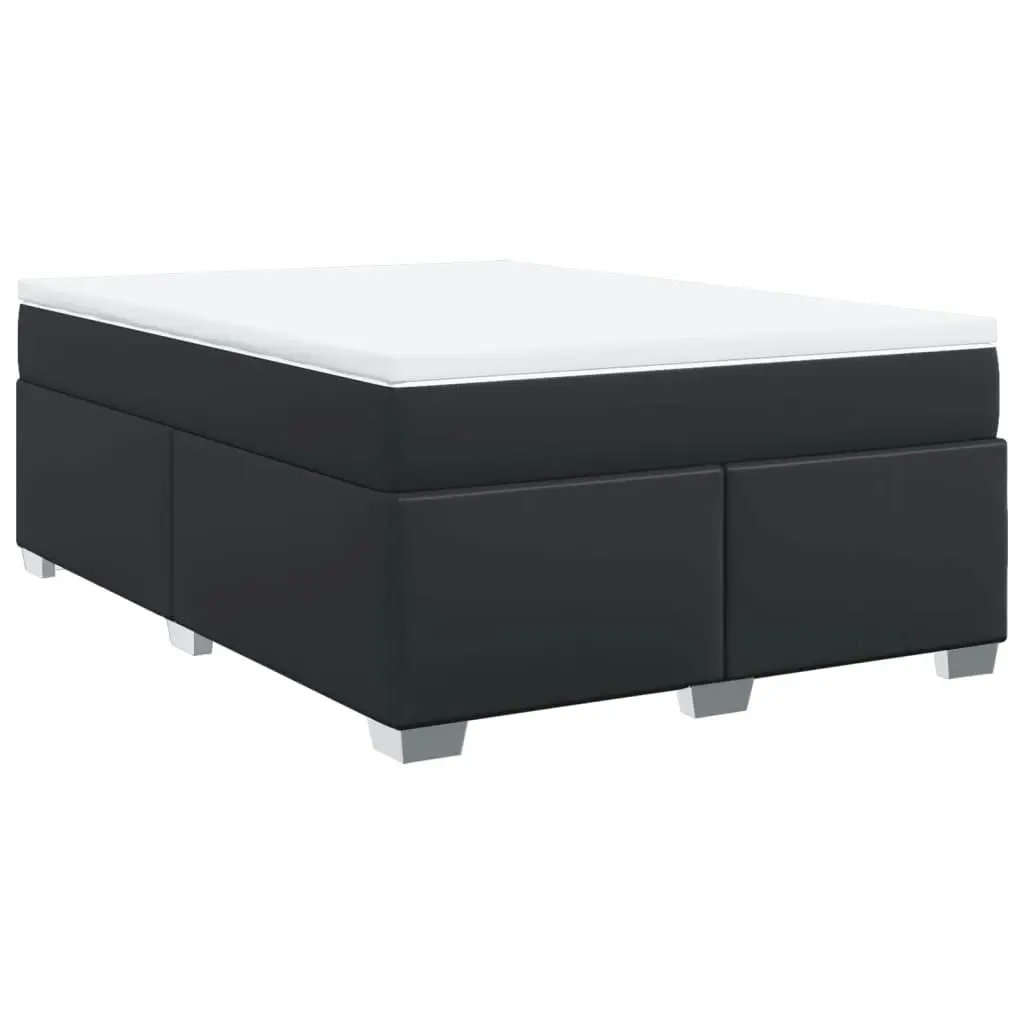 Box Spring Bed with Mattress Black Double Faux Leather 3285243