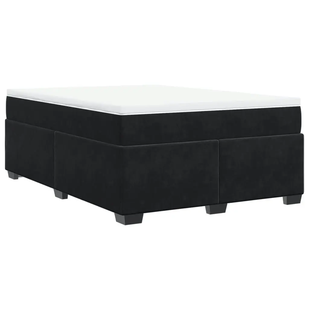 Box Spring Bed with Mattress Black Double Velvet 3285328