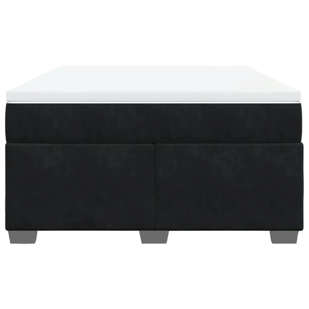 Box Spring Bed with Mattress Black Double Velvet 3285328