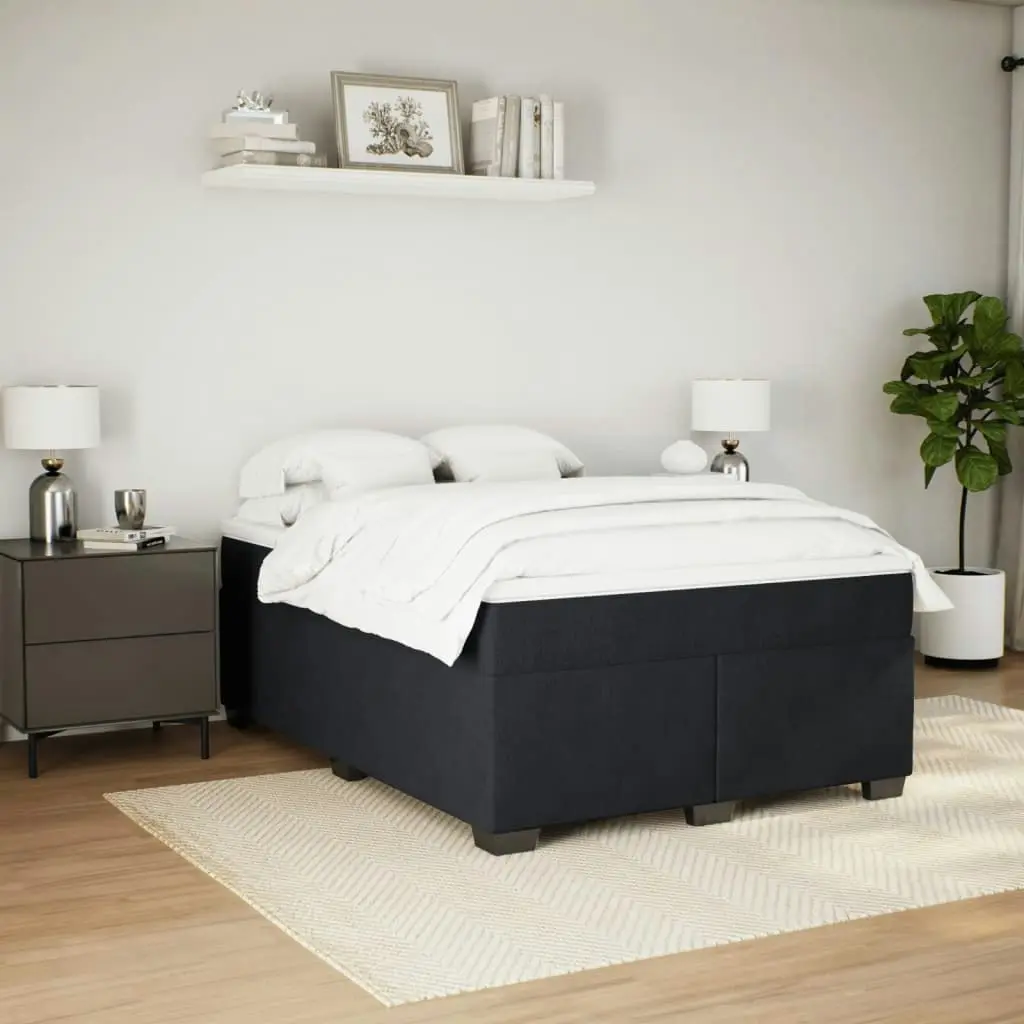 Box Spring Bed with Mattress Black Double Velvet 3285328