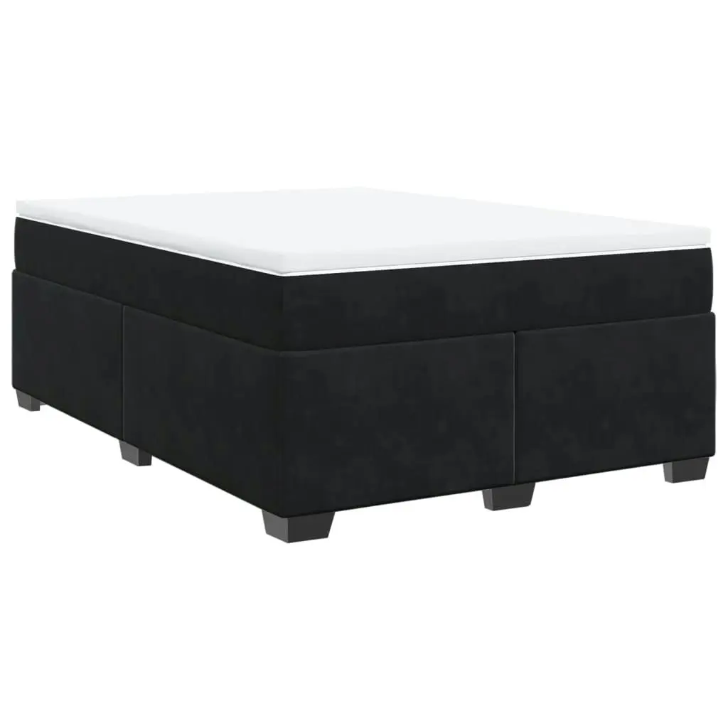 Box Spring Bed with Mattress Black Double Velvet 3285328