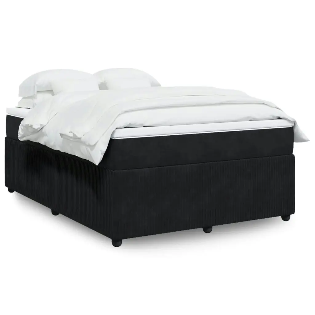 Box Spring Bed with Mattress Black Double Velvet 3285703