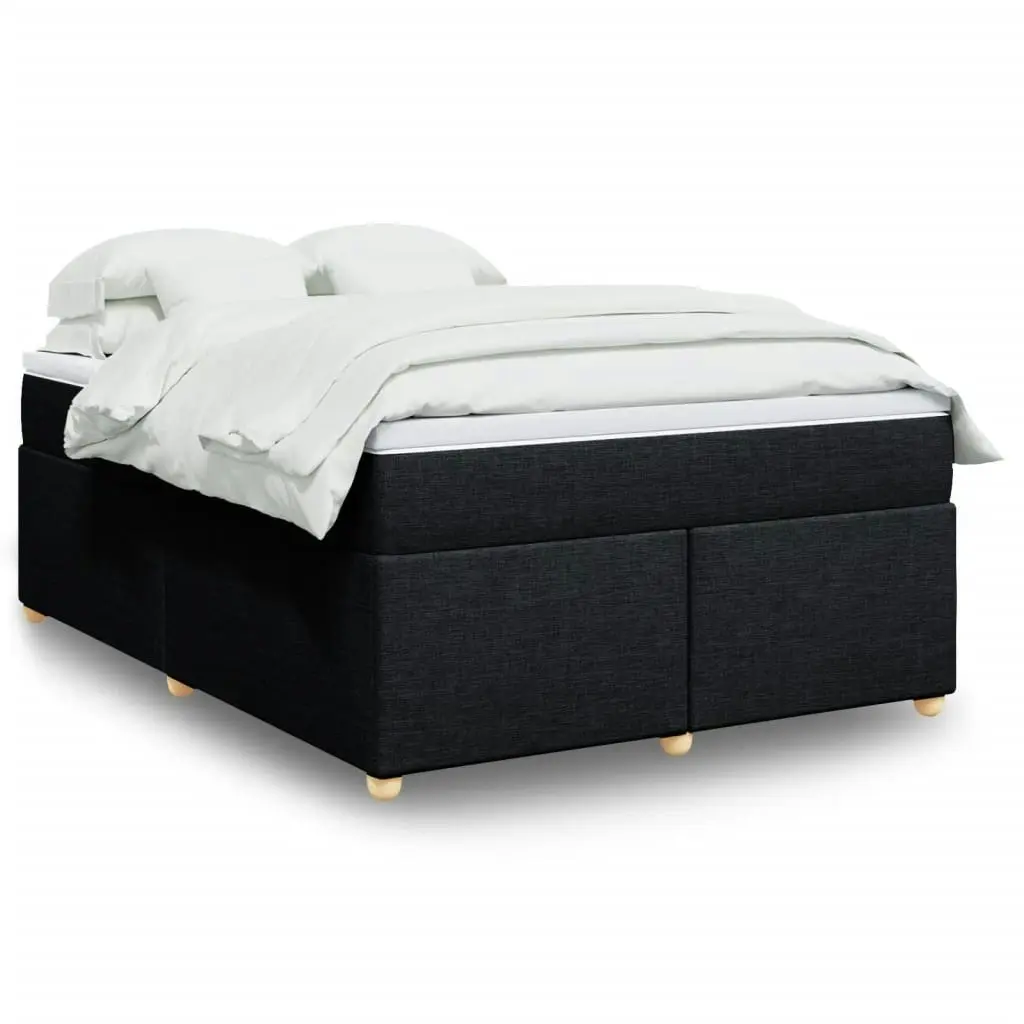 Box Spring Bed with Mattress Black Queen Fabric 3285427