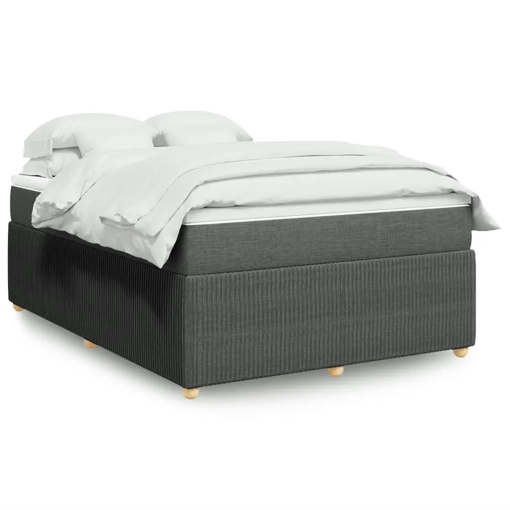 Box Spring Bed with Mattress Black Queen Fabric 3285699