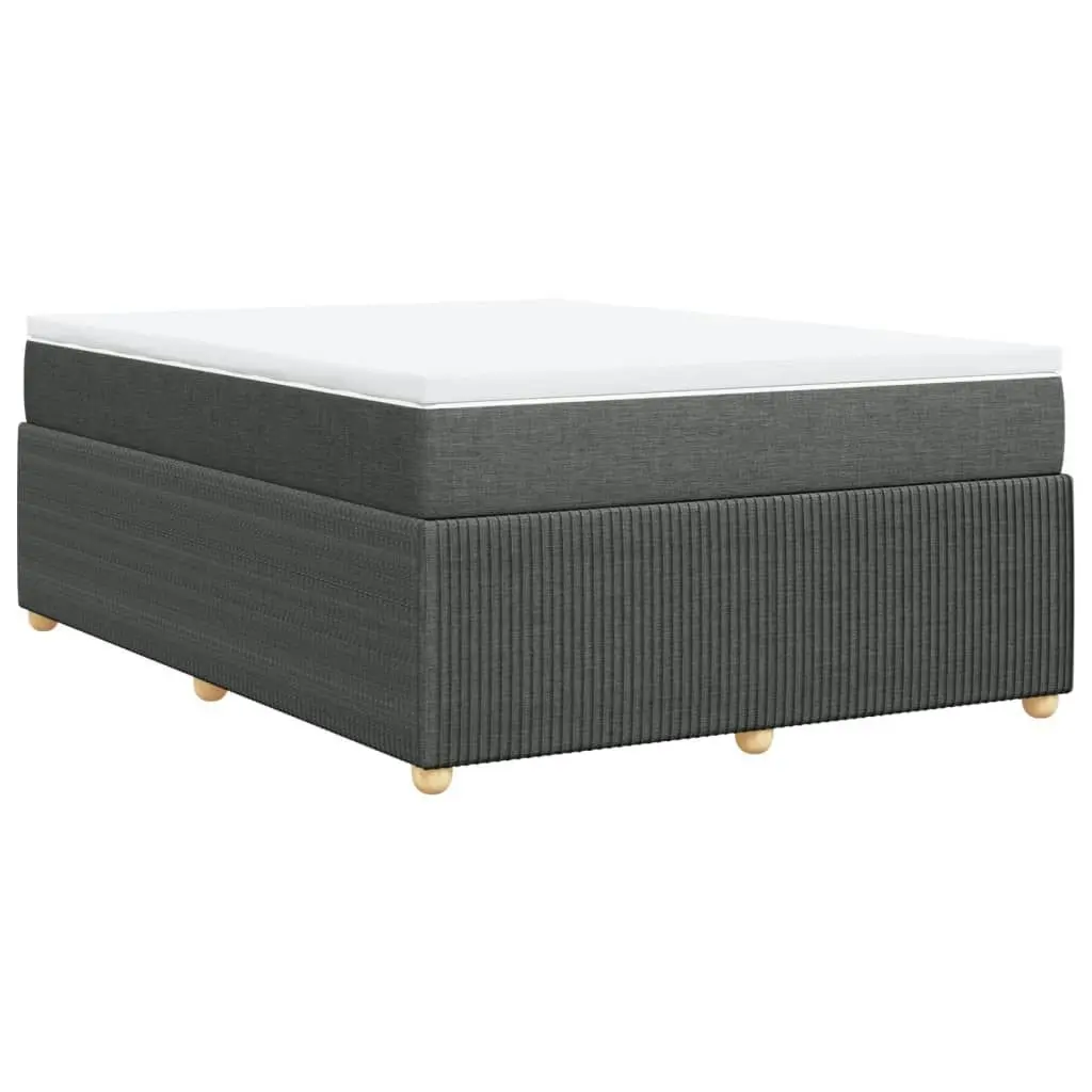 Box Spring Bed with Mattress Black Queen Fabric 3285699