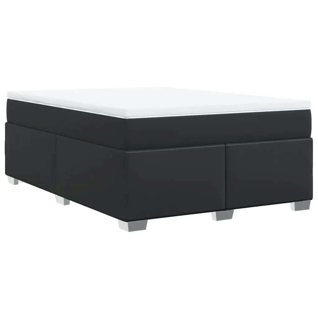 Box Spring Bed with Mattress Black Queen Faux Leather 3285244