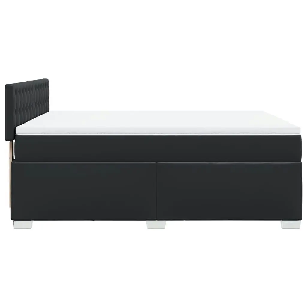 Box Spring Bed with Mattress Black Queen Faux Leather 3286155