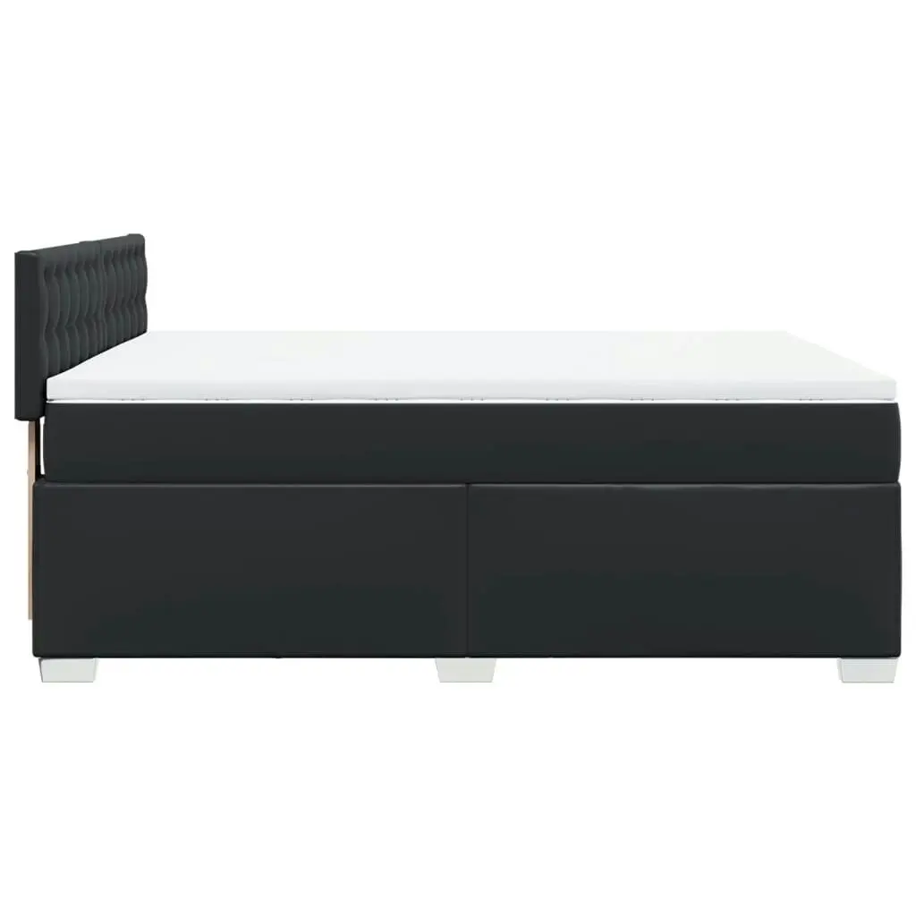 Box Spring Bed with Mattress Black Queen Faux Leather 3288455