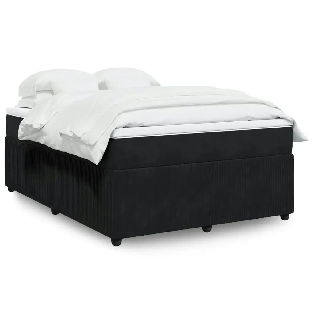 Box Spring Bed with Mattress Black Queen Velvet 3285707